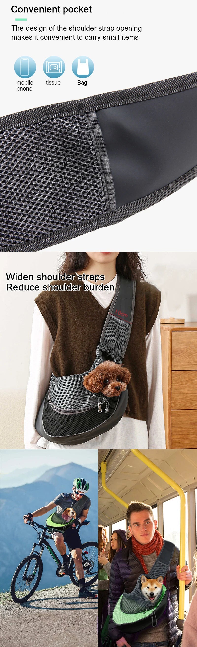 Mesh Pet Carrier Sling Backpack