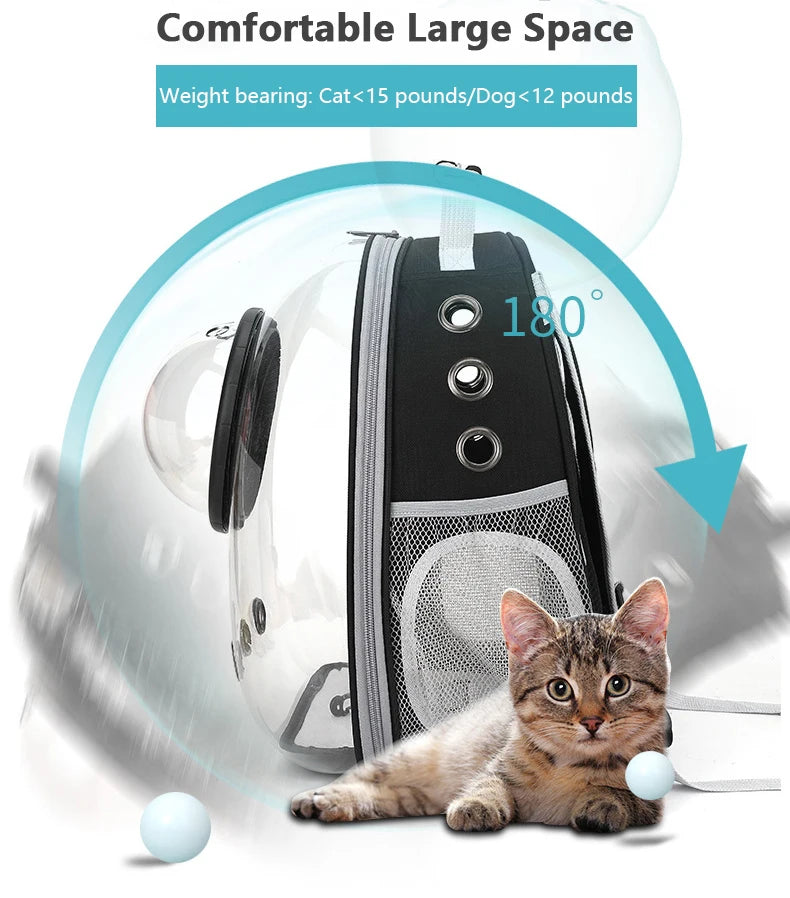 Transparent Pet Backpack β Breathable Cat & Small Dog Carrier, Portable Space Capsule Design