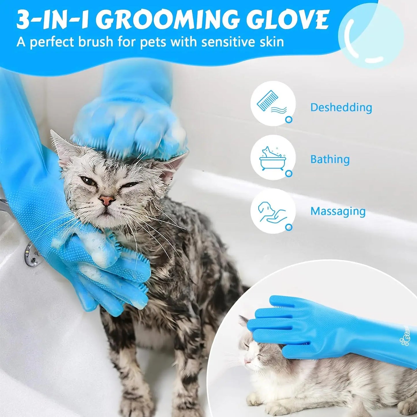 Pet Grooming Hair Removal Gloves