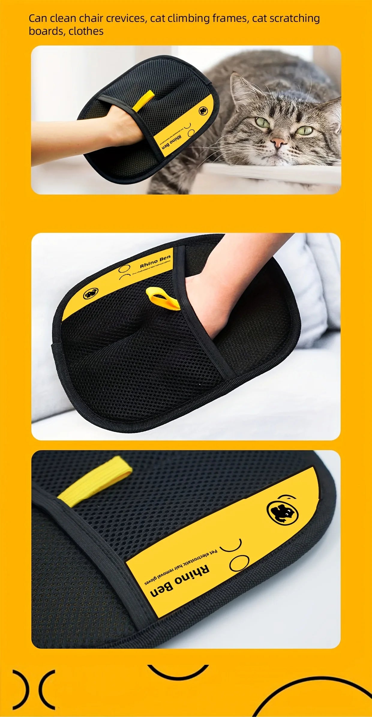 Large Pet Hair Removal Grooming Gloves