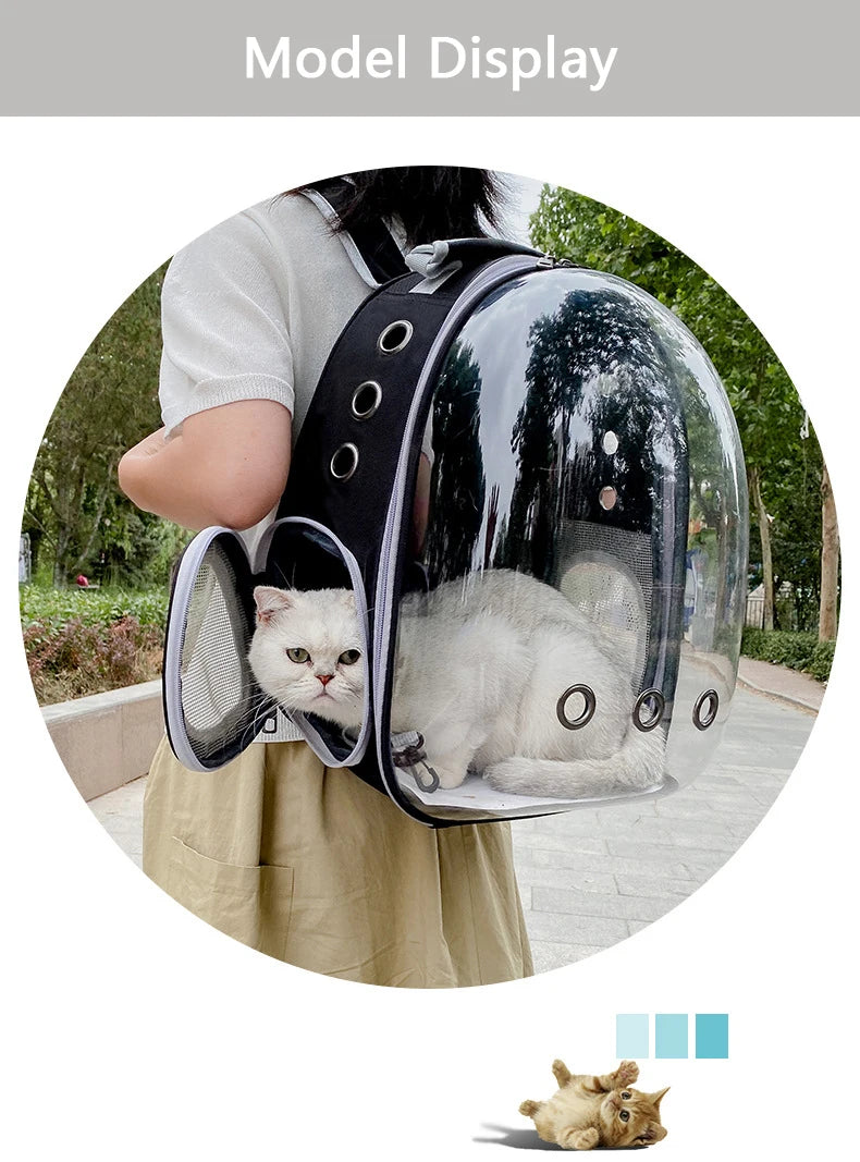 Transparent Pet Backpack β Breathable Cat & Small Dog Carrier, Portable Space Capsule Design