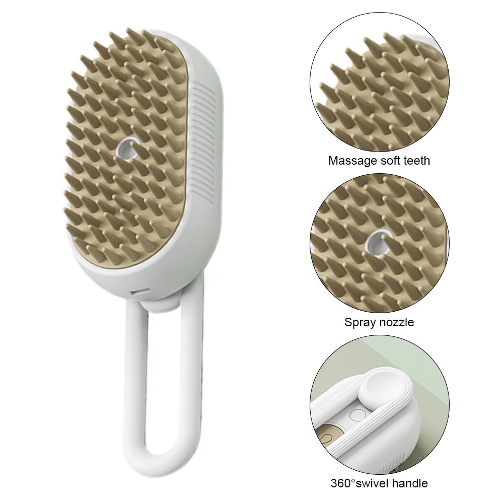 3-in-1 USB Rechargeable Pet Steam Brush