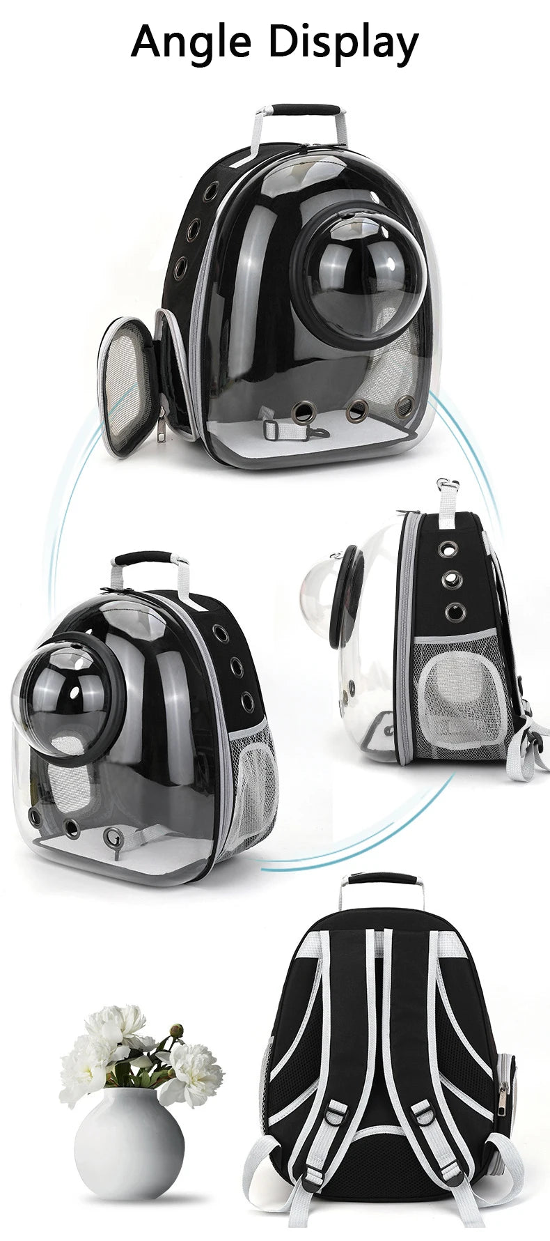 Transparent Pet Backpack β Breathable Cat & Small Dog Carrier, Portable Space Capsule Design