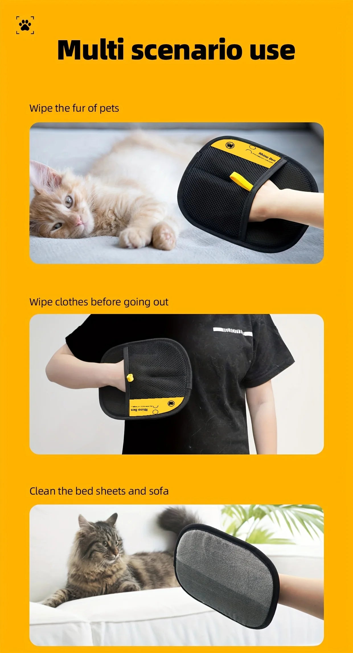 Large Pet Hair Removal Grooming Gloves