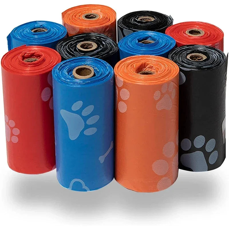 Rolls of Dog Poop Bags – leak-proof, eco-friendly, easy to use. Perfect outdoor pet waste bags