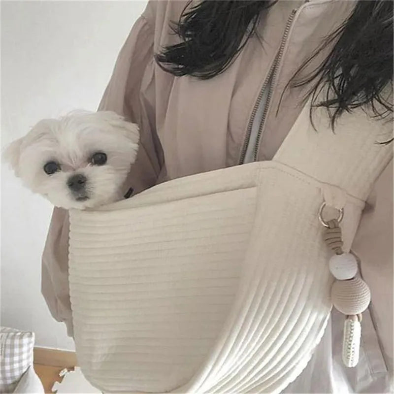 Handmade Bag Pet Carrier Canvas Single Shoulder Sling Comfort Tote Bag Breathable