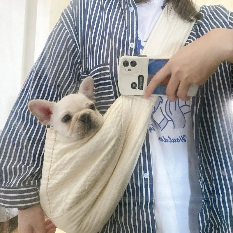 Handmade Bag Pet Carrier Canvas Single Shoulder Sling Comfort Tote Bag Breathable