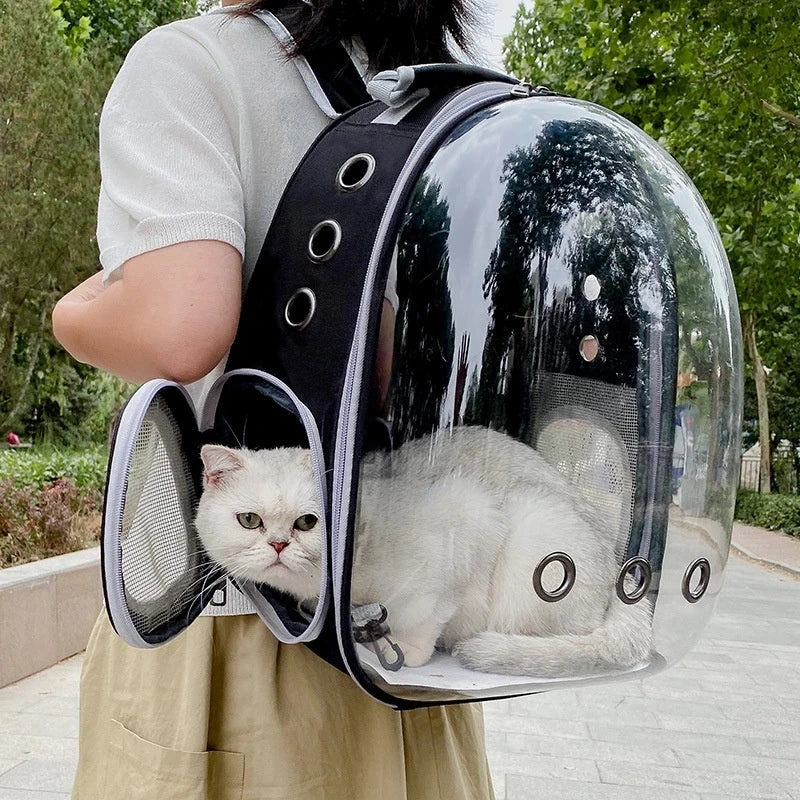 Transparent Pet Backpack – Breathable Cat & Small Dog Carrier, Portable Space Capsule Design