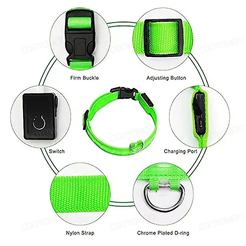 LED Dog Collar – USB Rechargeable Glow Collar with 3 Light Modes for Night Safety