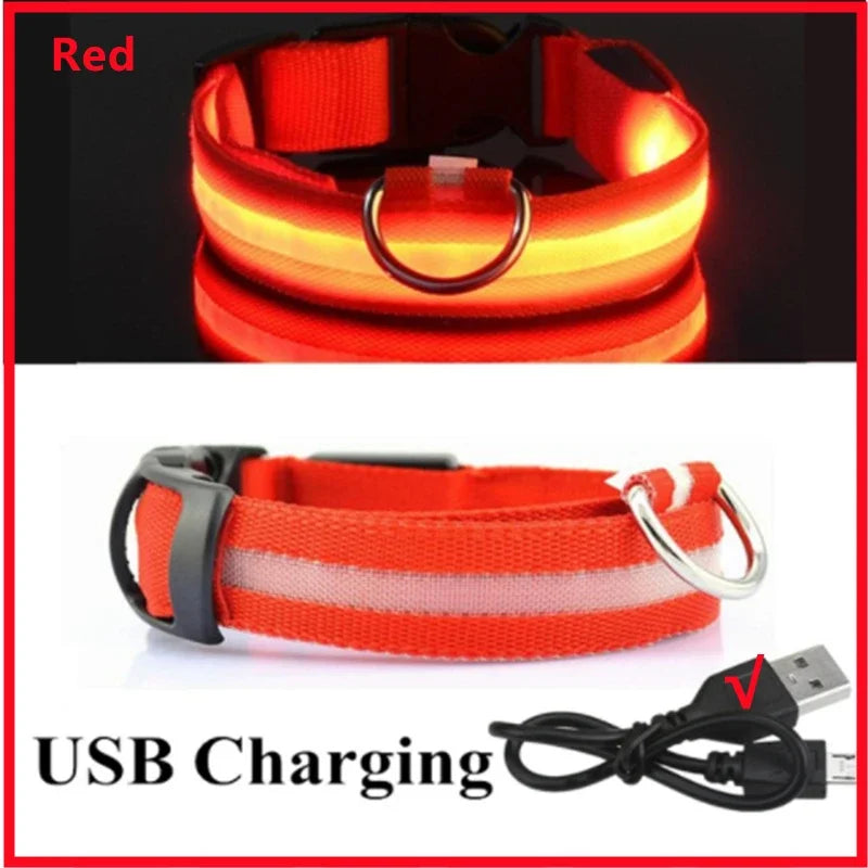 LED Dog Collar – USB Rechargeable Glow Collar with 3 Light Modes for Night Safety