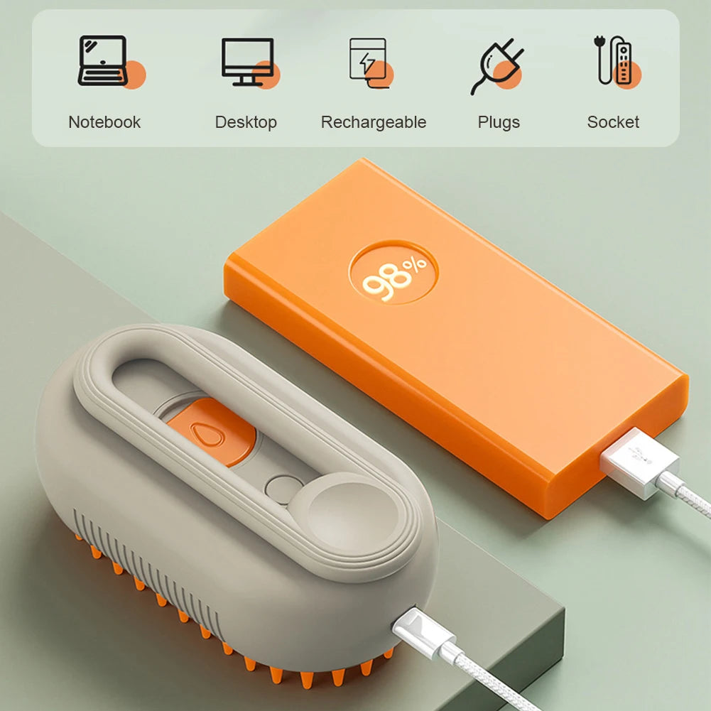 3-in-1 USB Rechargeable Pet Steam Brush
