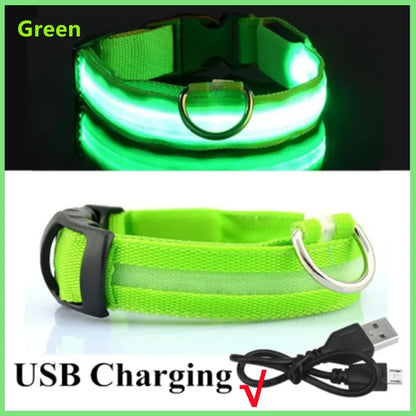 LED Dog Collar – USB Rechargeable Glow Collar with 3 Light Modes for Night Safety