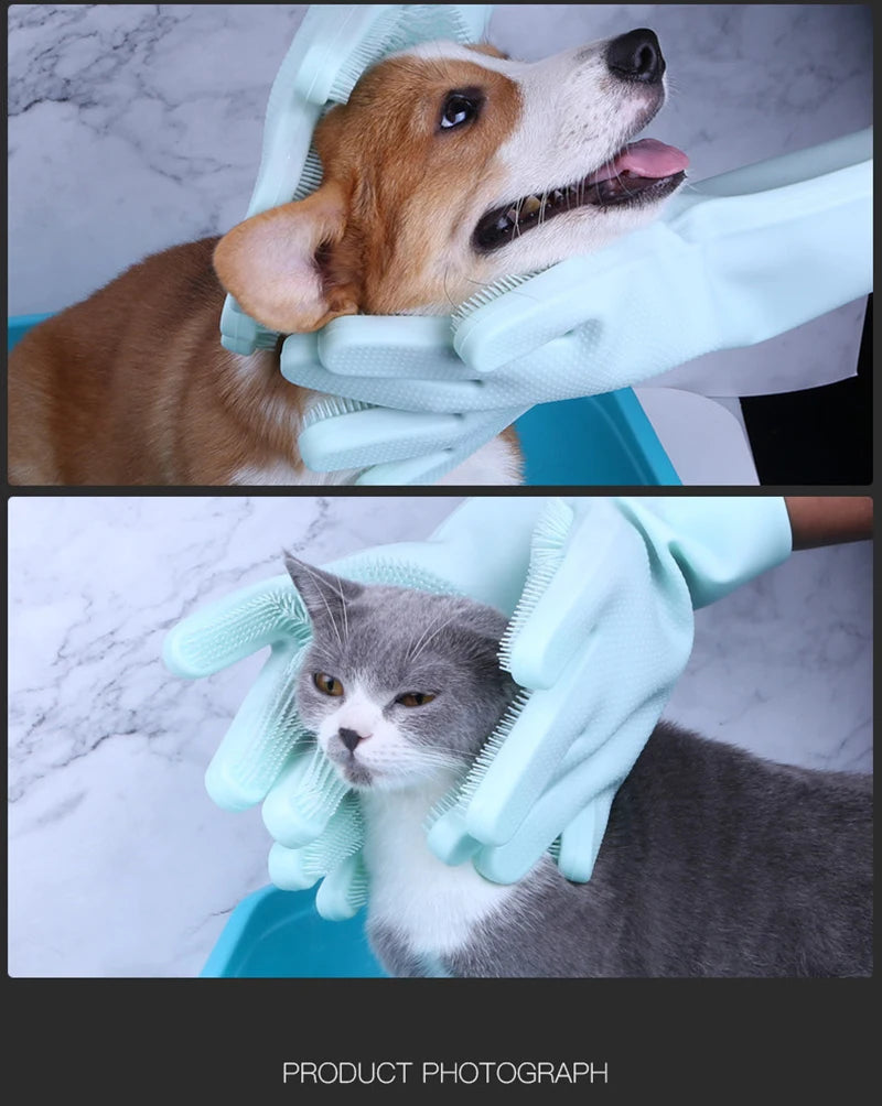 Pet Grooming Hair Removal Gloves
