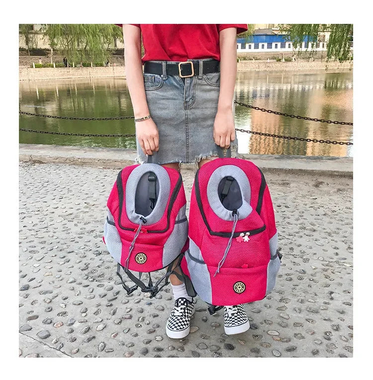 Double-Shoulder Mesh Pet Backpack