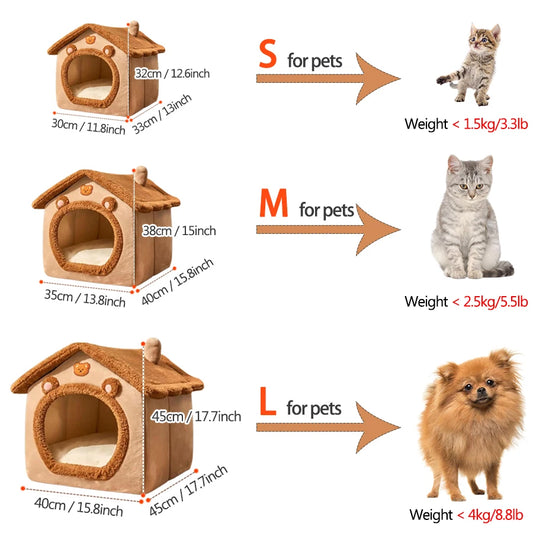Foldable Washable Pet House Bed
