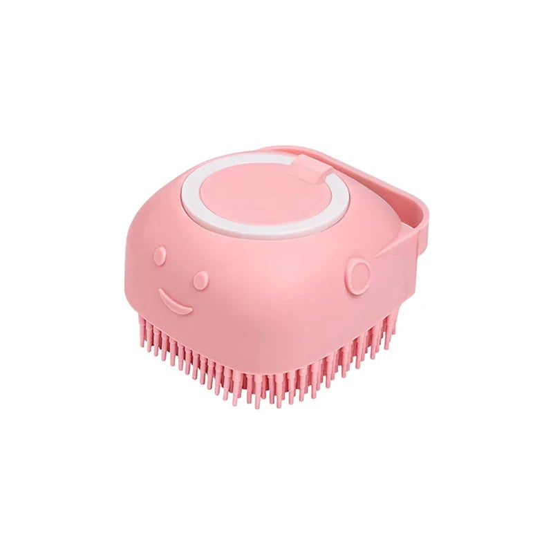 Pet Bathing & Massage Brush with Shampoo Dispenser
