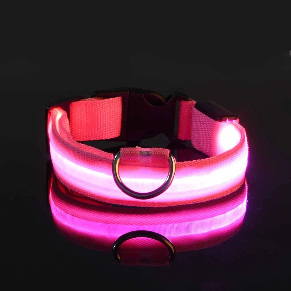 LED Nylon Dog Collar & Leash – Rechargeable Glow-in-the-Dark Night Safety Pet Accessory
