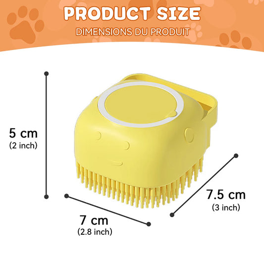 Pet Bathing & Massage Brush with Shampoo Dispenser