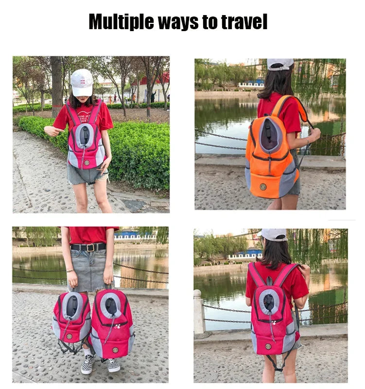 Double-Shoulder Mesh Pet Backpack